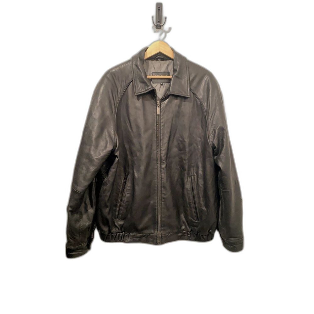 IZOD - Men’s Black Leather Jacket XL